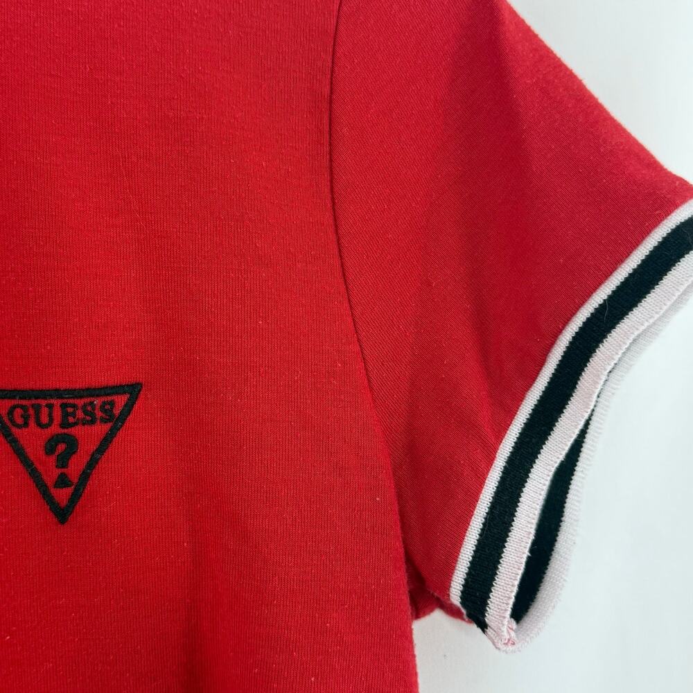 GUESS Red Ringer Tee Embroidered Logo M - Picture 4 of 5